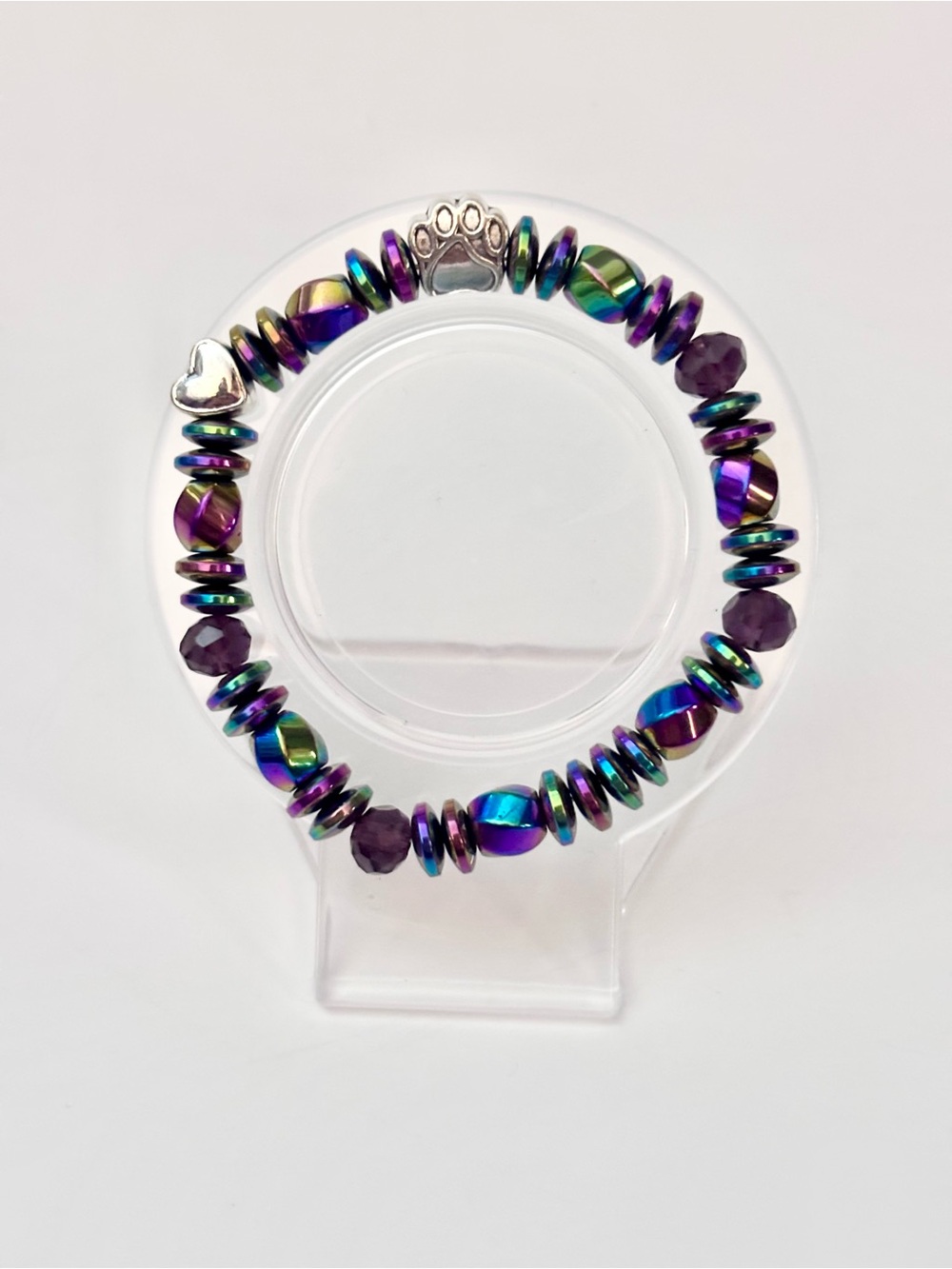 Rainbow Beaded Bracelet with Charms